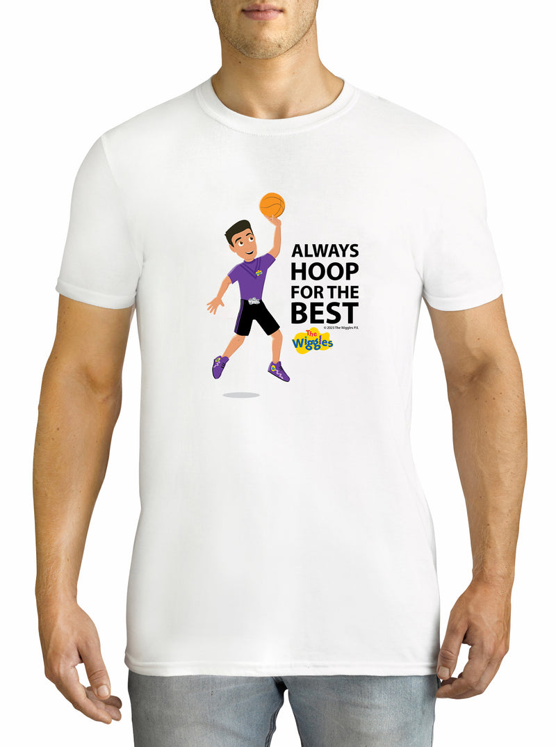 Twidla Men's The Wiggles Always Hoop For The Best Cotton T-Shirt - White