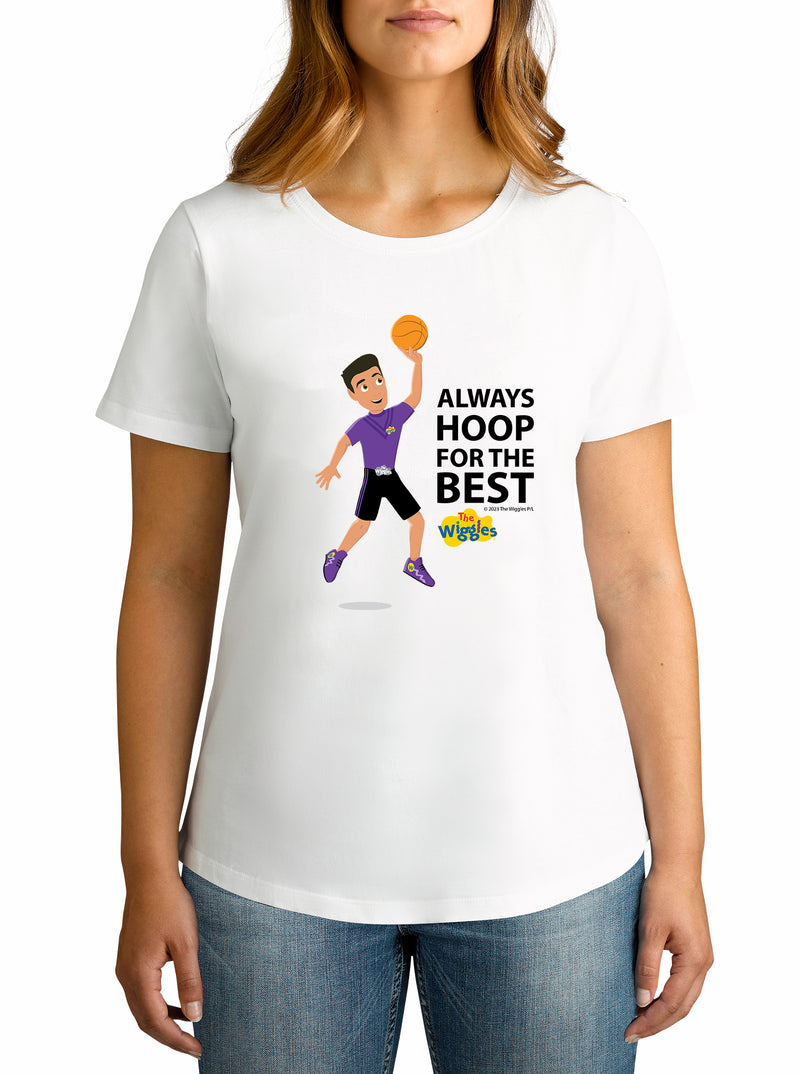 Twidla Women's The Wiggles Always Hoop For The Best Cotton T-Shirt - White