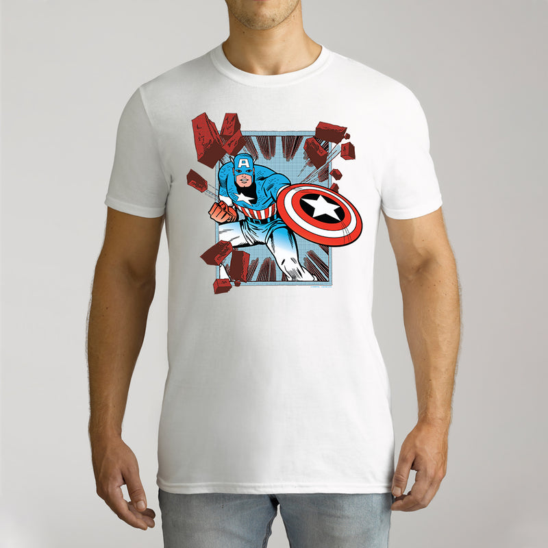 Twidla Men's Marvel Captain America Action Cotton Tee