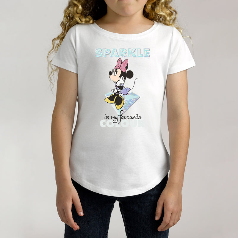 Twidla Girl's Disney Minnie Mouse Sparkle Cotton Tee