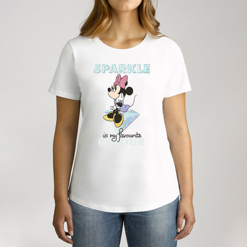 Twidla Women's Disney Minnie Mouse Sparkle Cotton Tee
