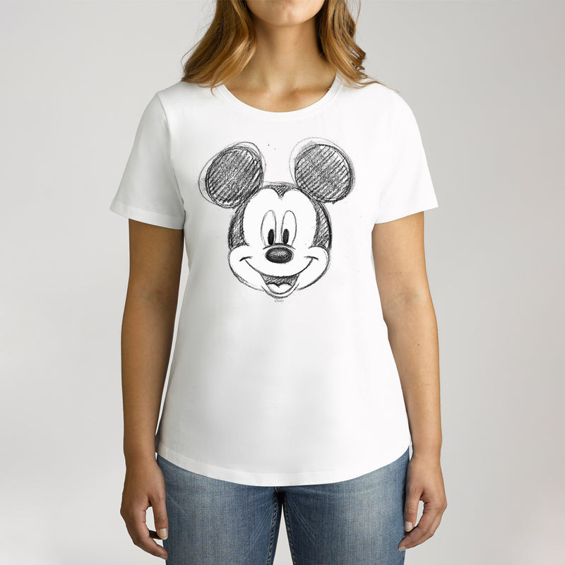 Twidla Women's Disney Mickey Mouse Sketch Cotton Tee