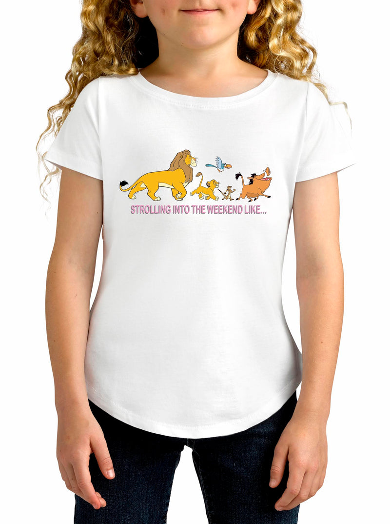 Twidla Girl's Lion King Strolling Into The Weekend T-Shirt