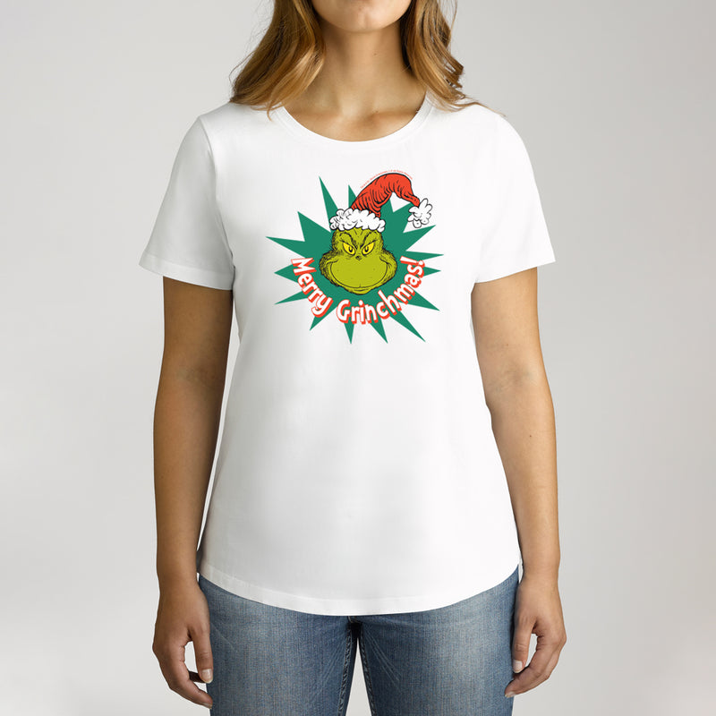 Twidla Women's Dr.Seuss Merry Grinchmas Cotton T-Shirt