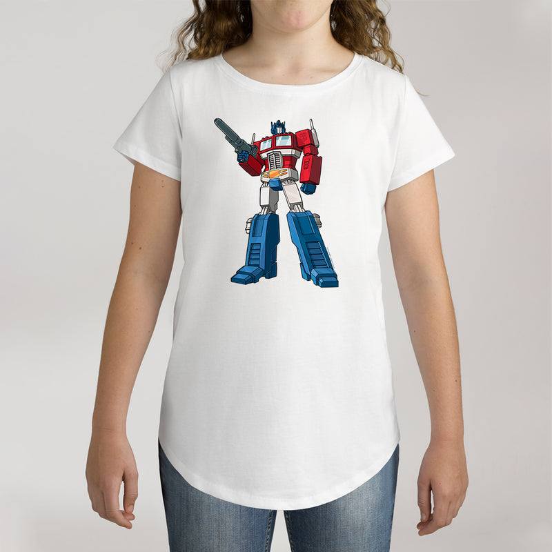 Twidla Girl's Transformers Optimus Prime Standing Strong Cotton Tee